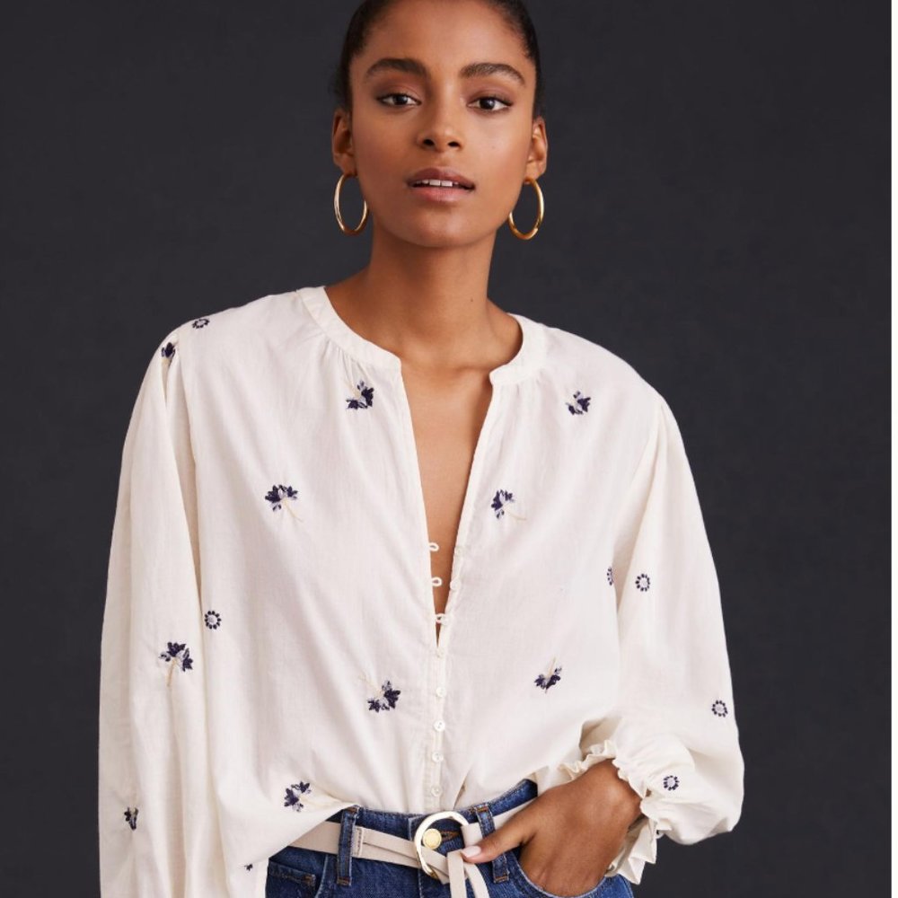 New! Velvet by Graham and Spencer embroidered blouse